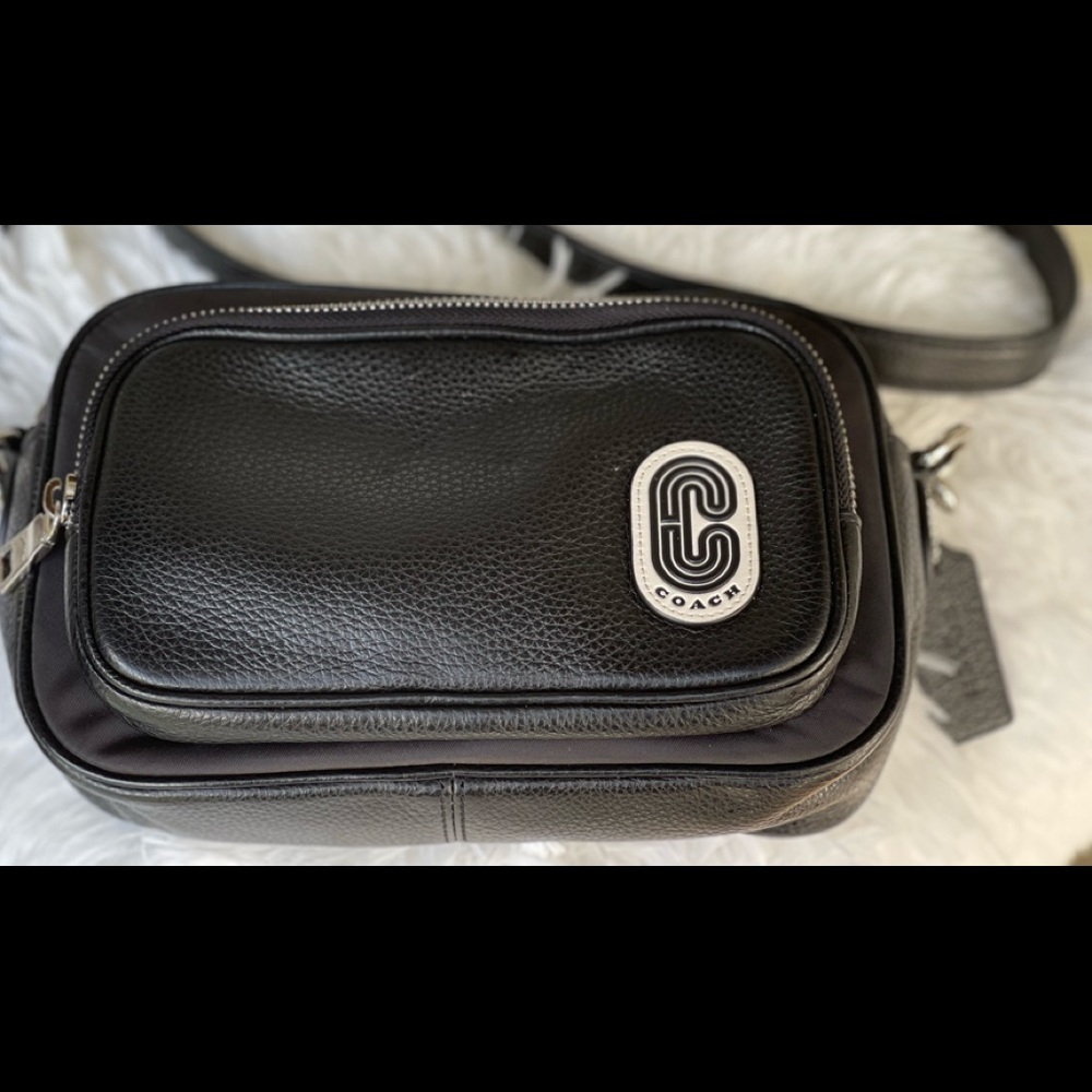 COACH Court Nylon & Pebbled Leather Crossbody